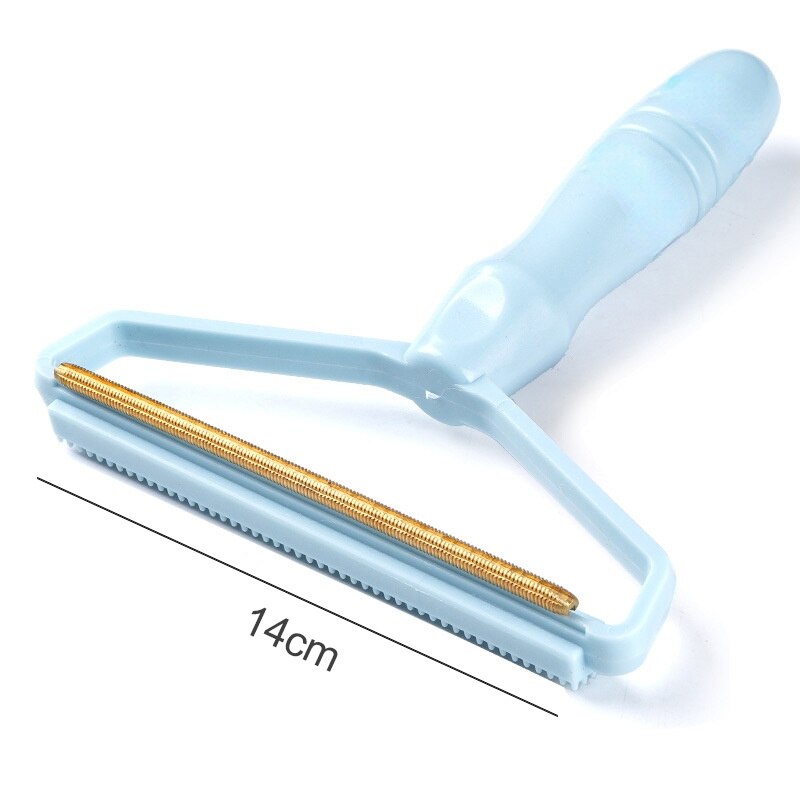 Dual Purpose Lint Brush Pet Fur Remover Copper Carpet Plastic Brush Comb for Smooth Fabric Hair Coat Sofa Sweater Cleaning Tools: Blue