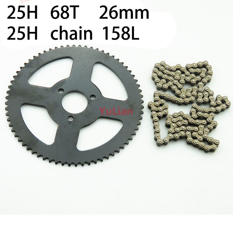 25H Koppeling Drum Gear 25H 68T 26Mm Tandwiel + 25H Chain 158 Links Voor 2 slag Minimoto Pocket Bike Atv Qua: 25H 158L chain set
