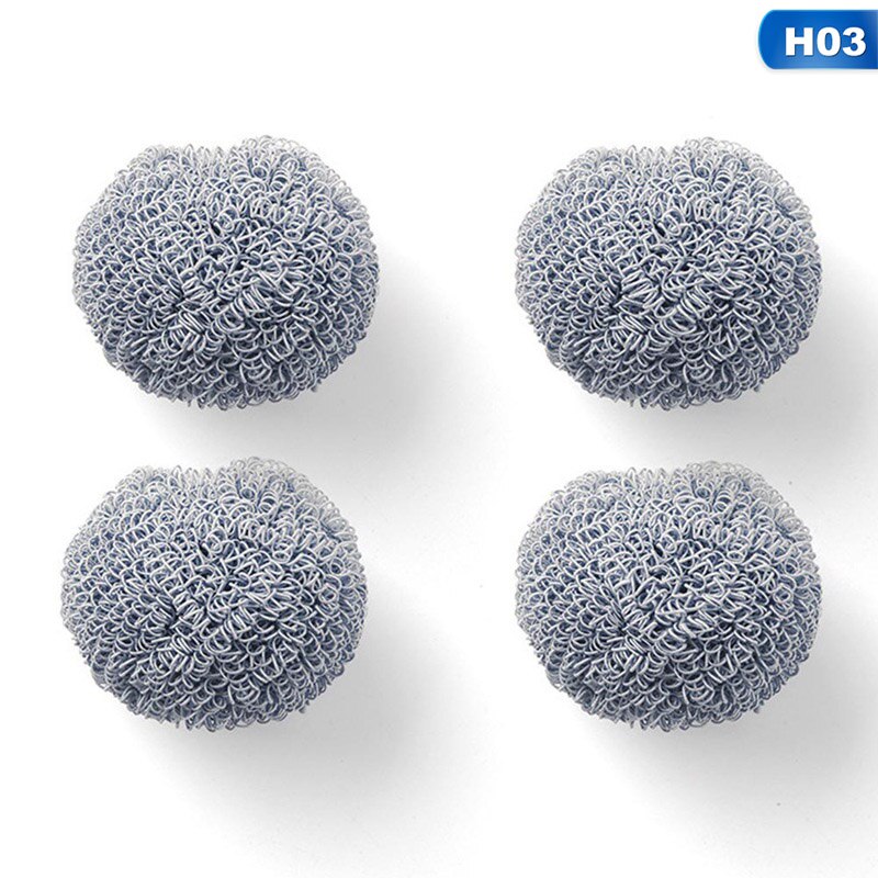 Køkken husholdning opvask vaskekande børste pande rengøring børste stål kugle rengøring kugle værktøj: H03-4 stk