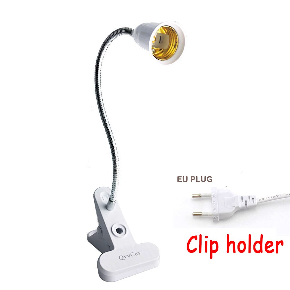 2 head E27 Flexible Lamp base holder Plugs Holder desk Clip socket EU US UK E27 for Book living room night light grow Lights: 1 head EU plug