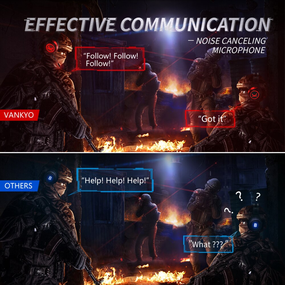 VANKYO casque de jeu CM7000 authentique 7.1 stéréo filaire casque de jeu avec suppression de bruit micro mémoire mousse oreillettes pour PC