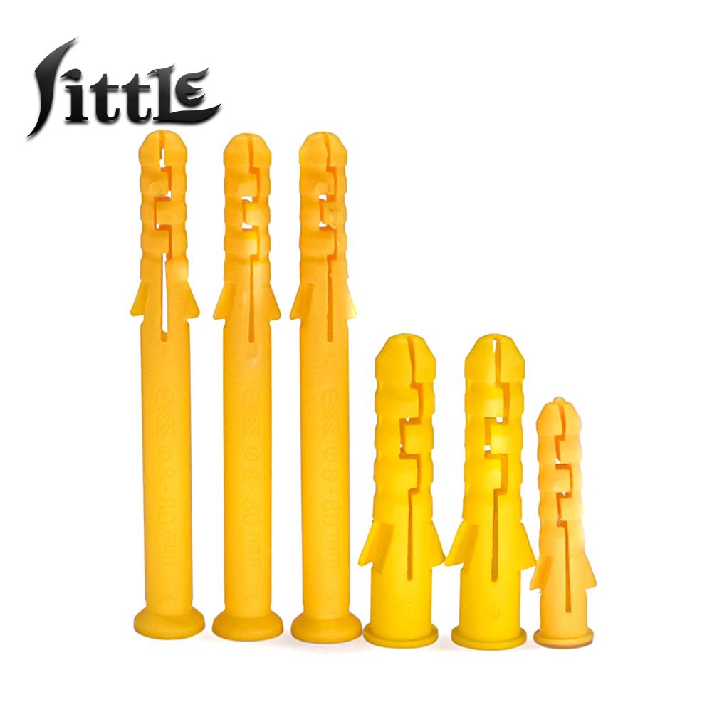 20/30/50/100/200 Pcs M6 M8 M10 Ribbed Plastic Anchor Plastic Expansion Pipe Wall Plug Rubber Plug Expansion Screw Wall Anchor