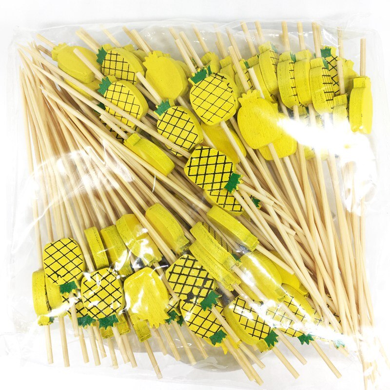 100 stk 12cm flamingo hjerte perle bambus plukke buffet cupcake frukt gaffel fest dessert salat pinne cocktail spyd til bryllup: ananas