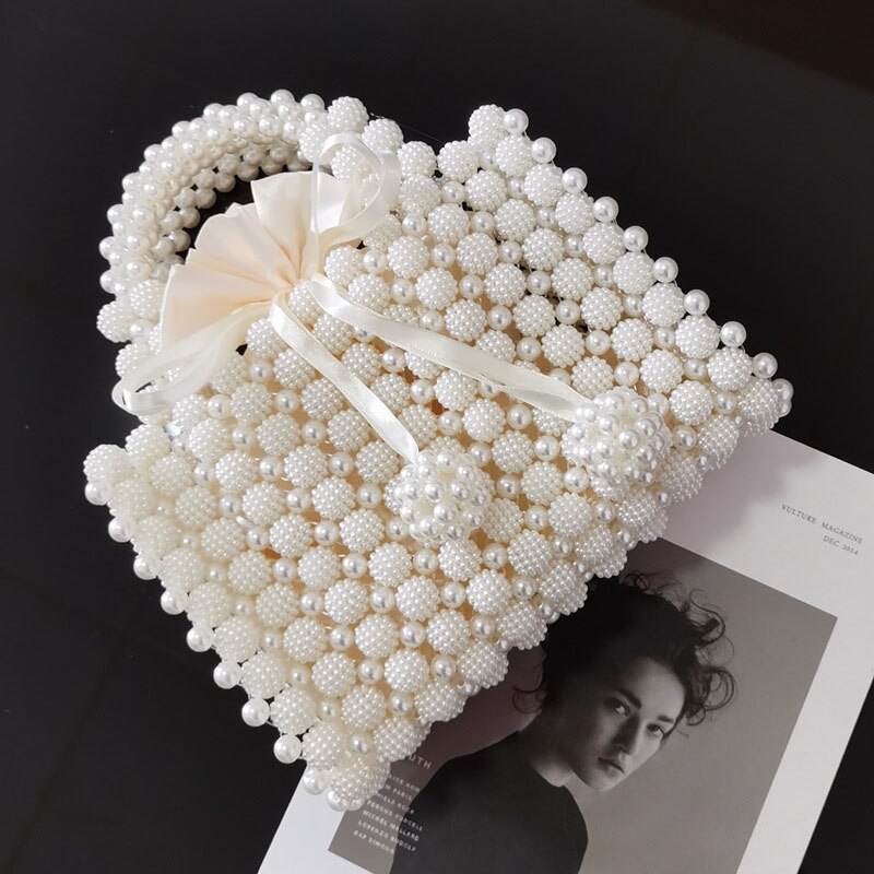 Parel Kralen Vrouwen Mini Handtas Wedding Evening Clutch Bag Voor Bridal Luxe Purse Avondtasje B361