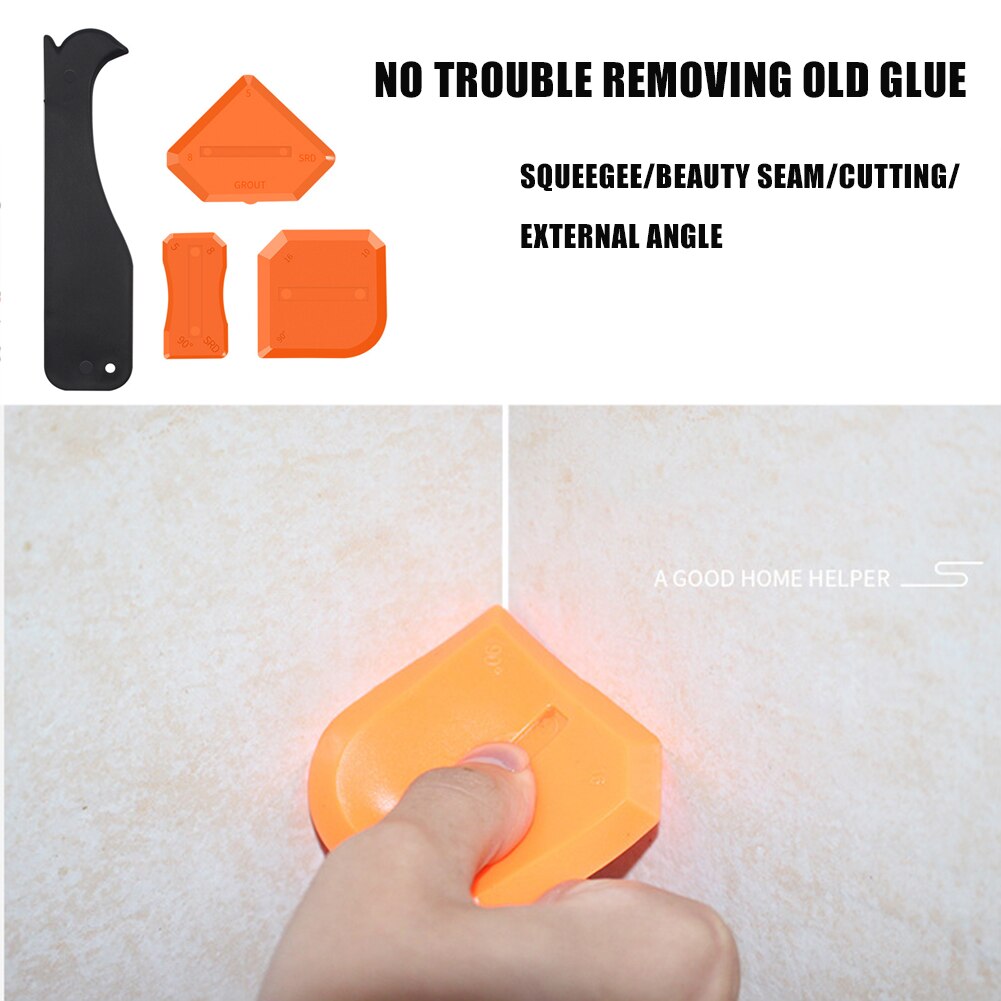 4 Stuks Siliconen Glas Cement Glad Schraper Breeuwen Kit Afwerking Grout Floor Cleaning Tegel Vuil Tool Spatel Lijm Schop