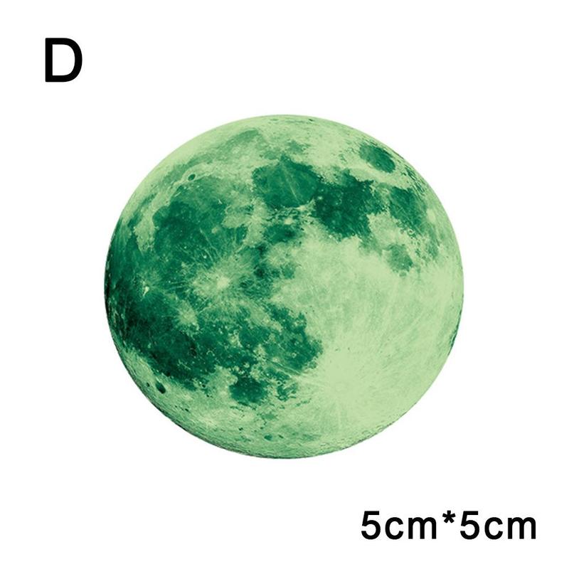 Ästhetische 3D Luminous Glow In The Dark Moon Wand Aufkleber Abnehmbare Dekoration Fluoreszierende Aufkleber Mond Wand Hause Zimmer: 5cm green