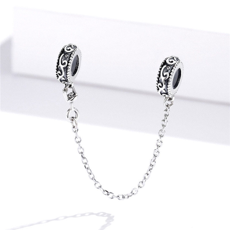 fit Europe Bracelet Genuine Jewelry 925 Sterling Silver Safety Chain Charm Vintage Classic vine Original Silver Pendant