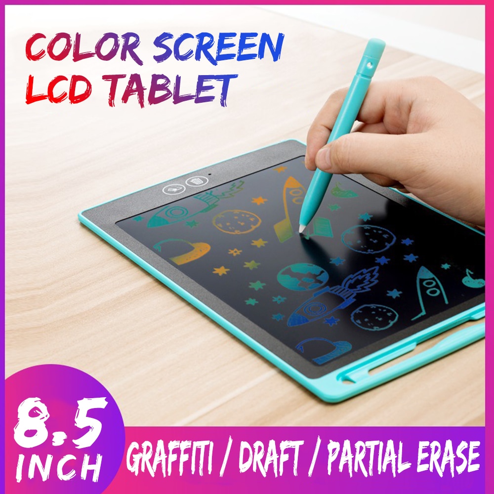 Effacement partiel 8.5 pouces LCD écriture tablette Graffiti planche à dessin tablettes numériques avec batterie couleur stylo enfants coffre-fort léger