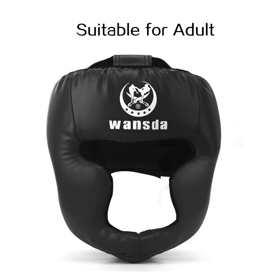 casco protector de boxeo para hombres y mujeres Pu Karate Muay Thai Lucha Libre Mma Sanda entrenamiento adultos equipos infantiles: Adults Black