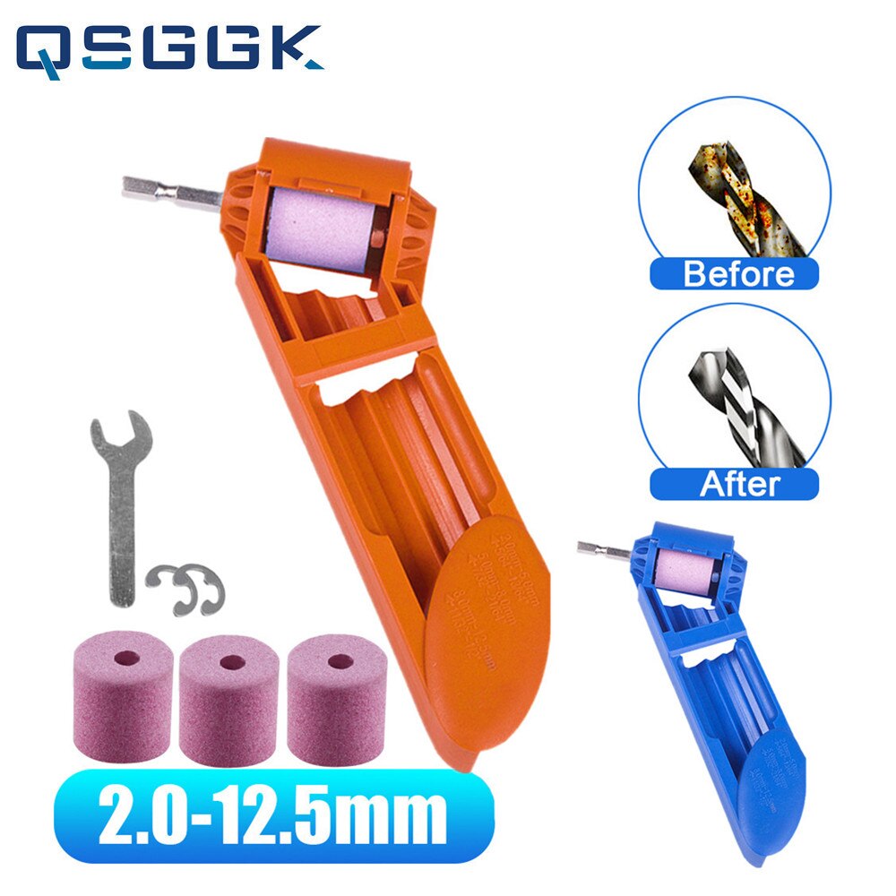 2.0-12.5mm/Set Drill Bit Sharpener Portable Corundum Grinding Grinder Quick Install Tools Hand Drill Modification
