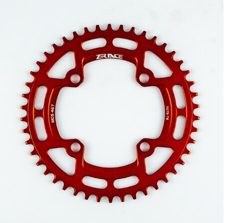 Zrace kettingbladen kettingwielen 40t/42t/44t/46t/48t/50t/52t bcd 104, smalle tanden  al7075 cnc, mtb/race/vouwfiets/gravelbikes: Rood 46t