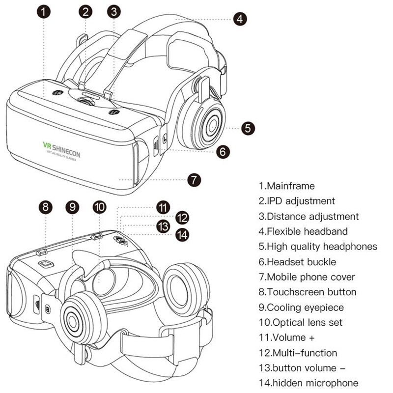 Vr glasögon smarta hörlurar virtuellt spel  vr 3d hd videoglasögon headset för ios android telefon