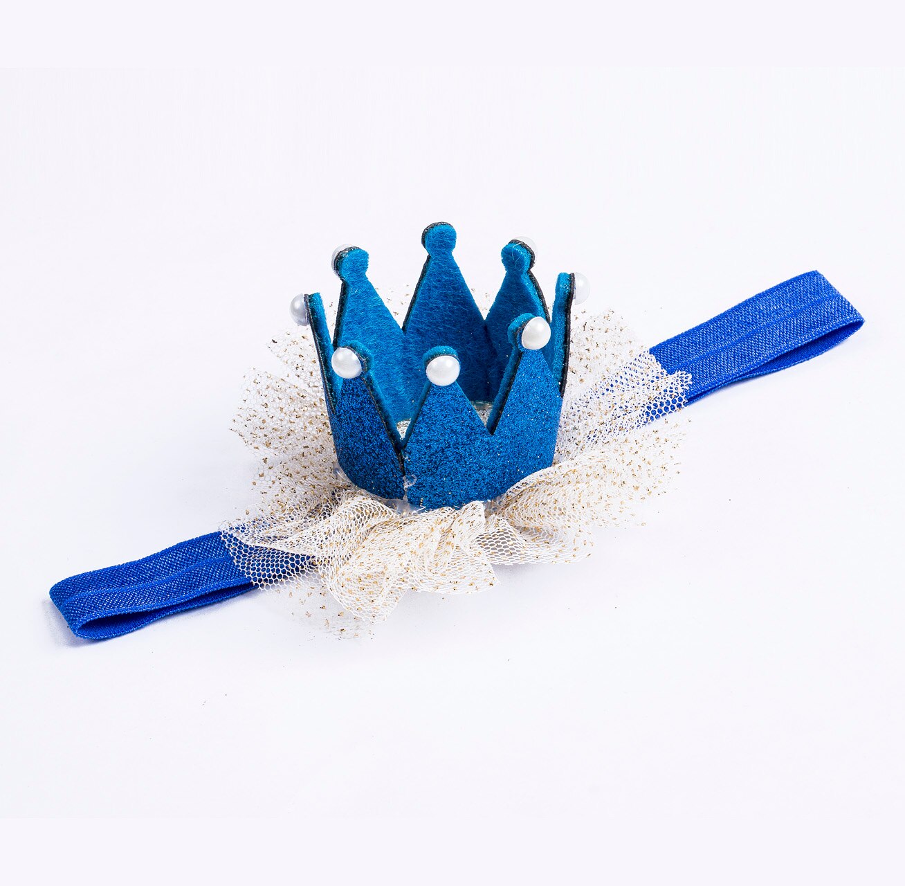 Kerst Hoofdbanden Baby Meisjes Zoete Bloem Haarband Zachte Hoofdband Tiara Haaraccessoires Grenadine Crown Baby Haarband: Blauw