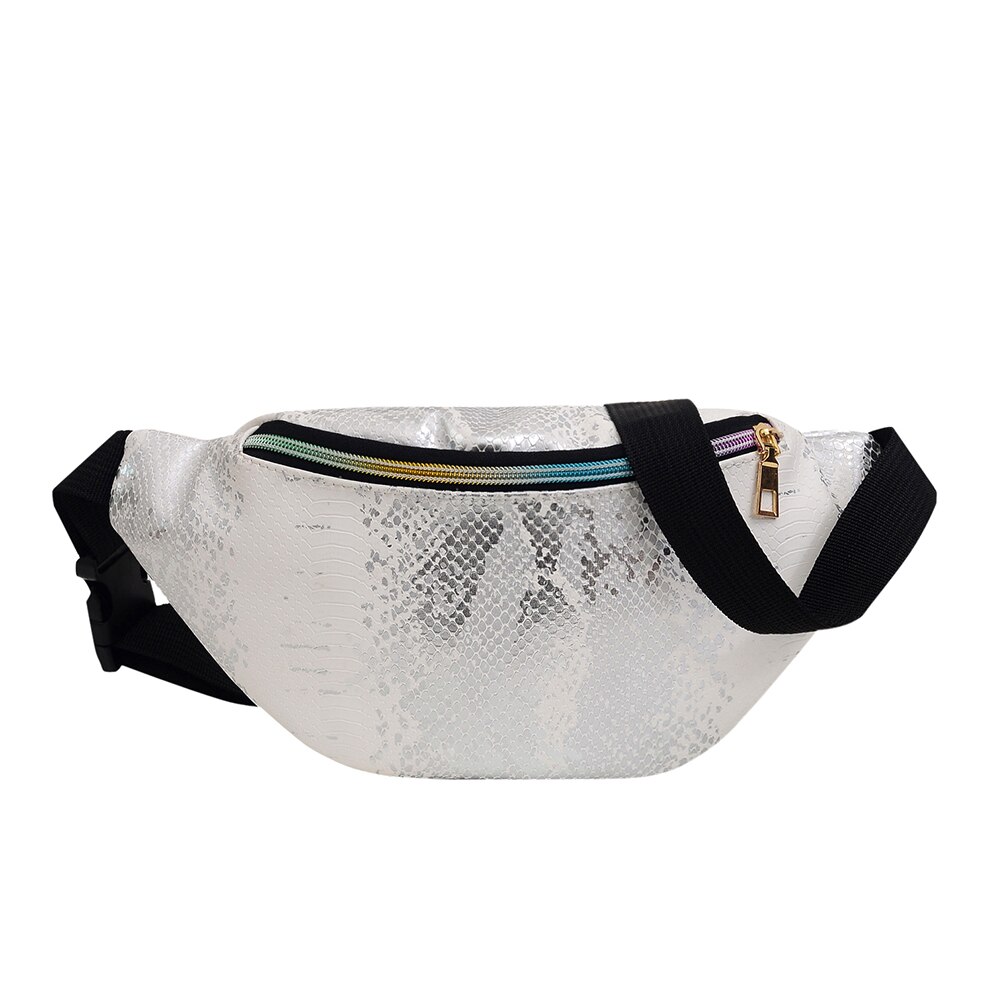 lässig PU Leder Brust Taschen Frauen funkeln Taille Streetwear lässig Bote Packungen Streetwear Bote Packungen: Weiß