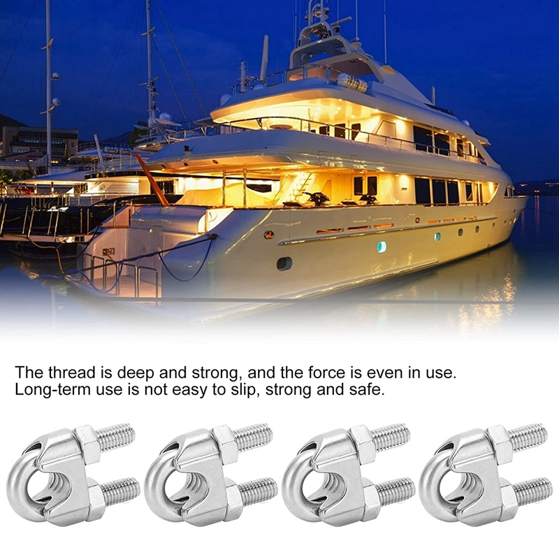 4Pcs Wire Rope Clamp U Bolt Saddle Fastener M14 Heavy Duty Wire Rope Clamp For Rigging Rope Industry Household Tensioner