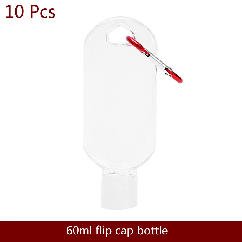 50ml Empty Hand Sanitizer Travel Hook Keychain Carriers Flip Cap Reusable Portable Empty Bottles hook bottle PETG
