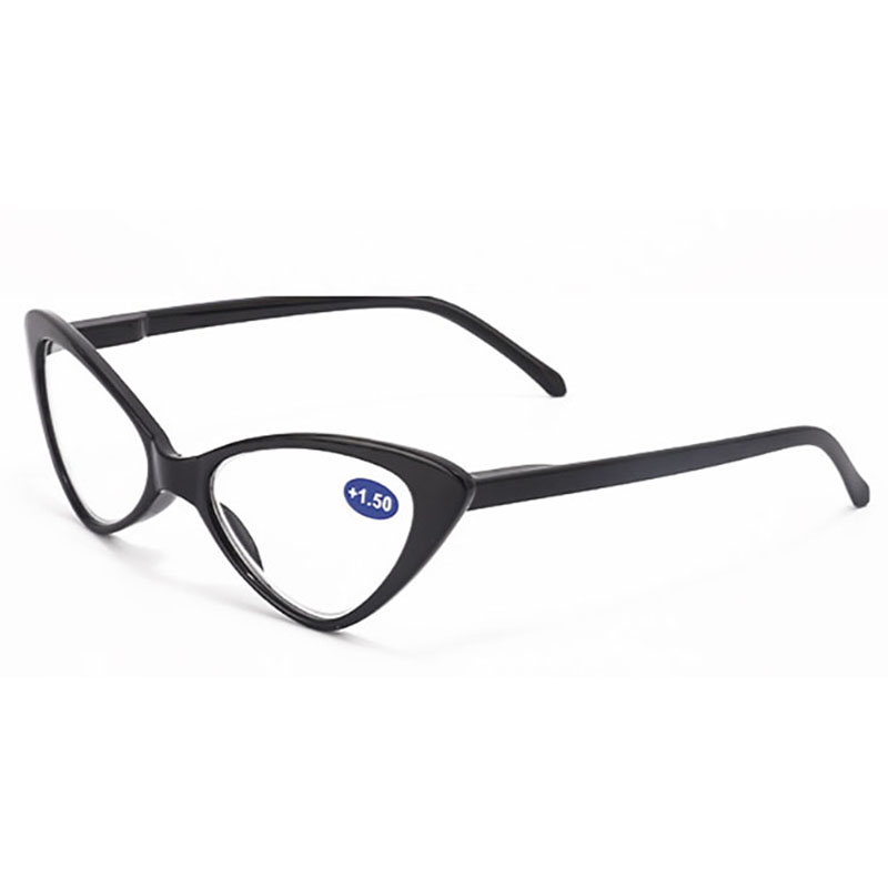 Ahora gafas de lectura con ojos de gato, montura pequeña para mujeres y hombres, gafas para presbicia, gafas para hipermetropía + 1,0 + 1,5 + 2,0 + 2,5 + 3,0 + 4,0 Unisex: Negro / 0
