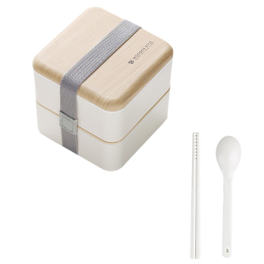 Microwave Lunch Box Japanese Wood Bento Box 2 Layer Container Storage Sudent School Lunch Storage Case: B