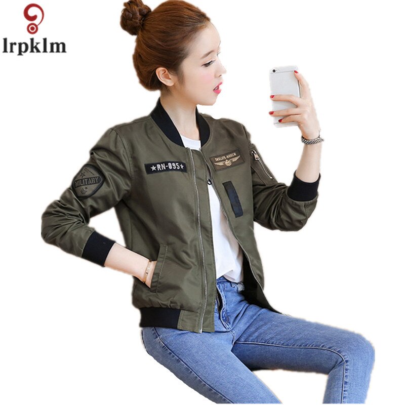 Lente Vrouwen Zwart En Legergroen Mode Korte Toevallige Jas Vrouwelijke Losse Lange Mouwen Baseball Jacket Coat LZ191