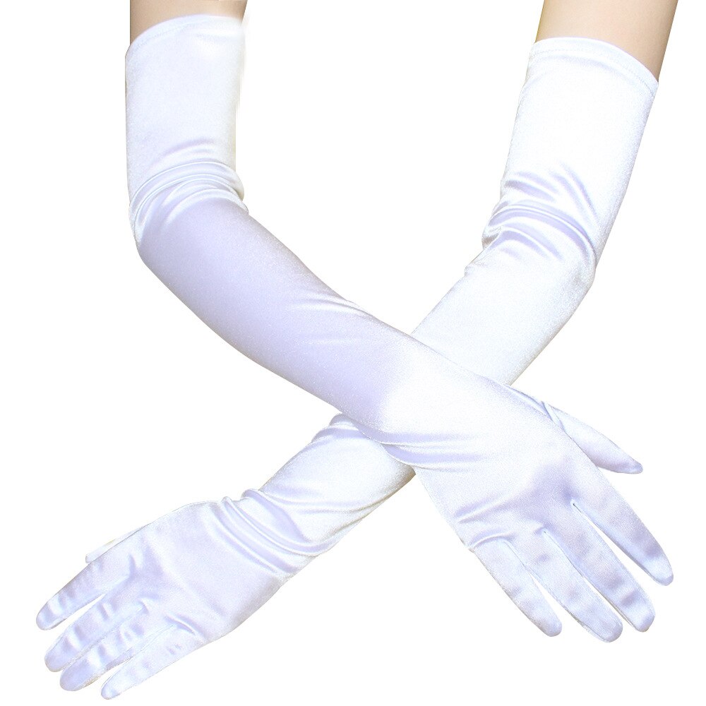 JAWSEU Korte satijnen handschoenen voor dames, elegante bruidshandschoenen, bruiloft, opera, diner, handschoenen, parels, bruiloft, banket, jurk, korte satijnen polslengte, handschoenen voor feest