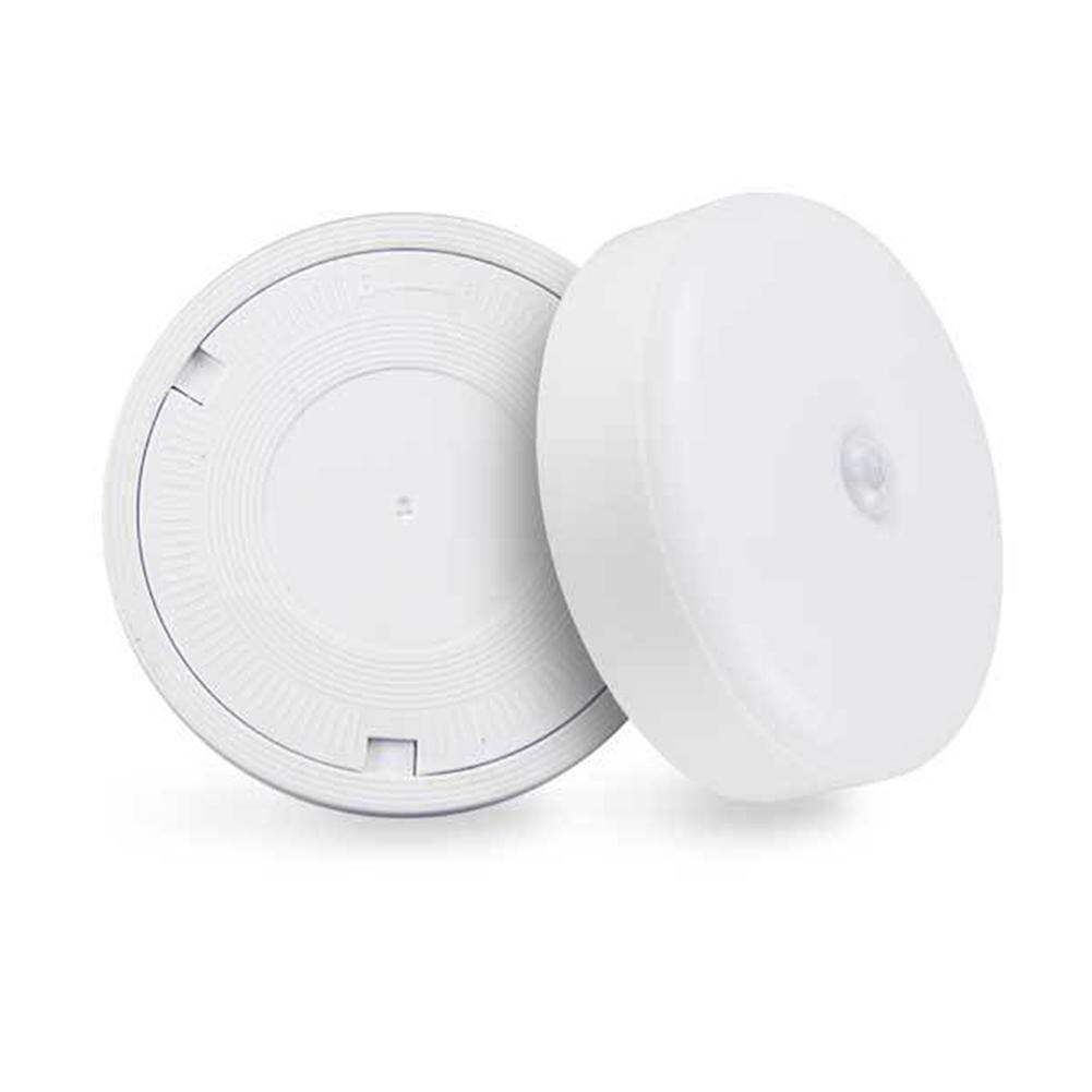 Round LED Night Lamp Plastic Adhesive Human Body Induction Sensor Baby Room Bedroom Home Corridor Emergency White Light