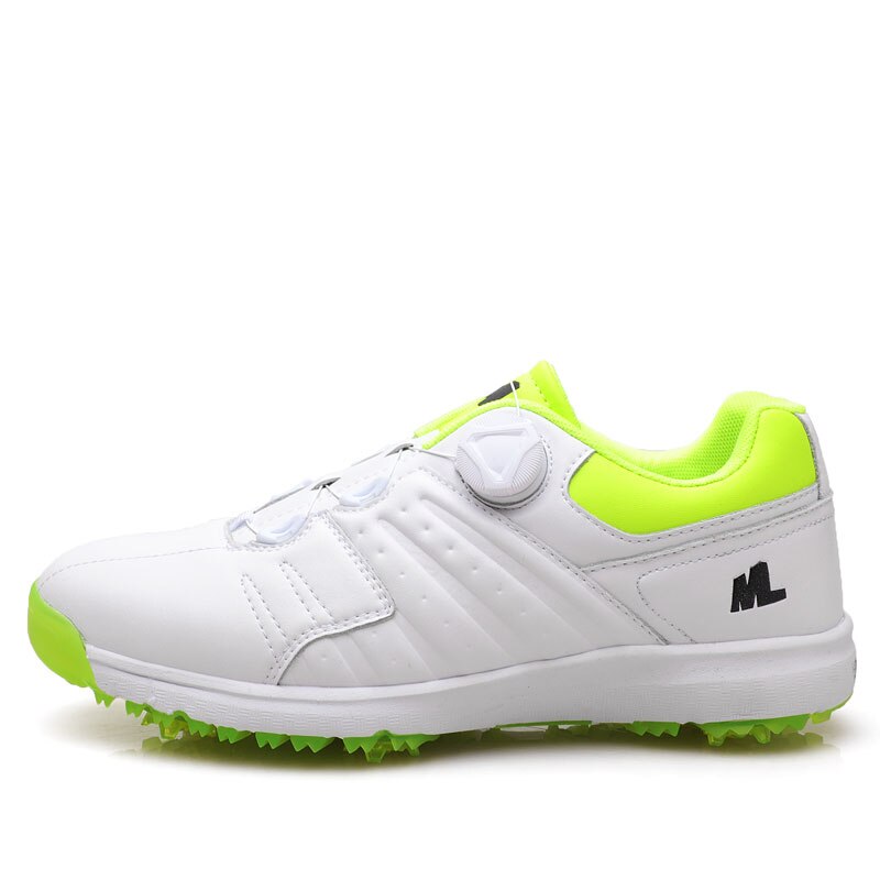 Golfsko mænd vandtæt golffodtøj hvide grønne pigge golfsneakers udendørs gåsko til mænd