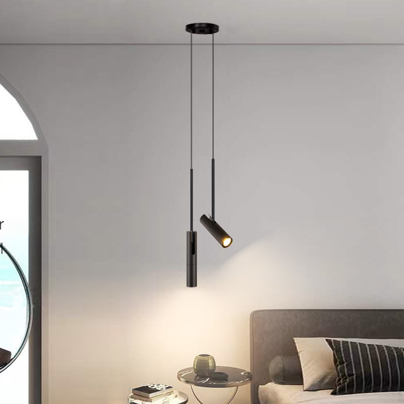 Nordische moderne schwarze Kronleuchter führte prägnante Pendel leuchte für Schlafzimmer Nachttisch Lesebar Kaffee Hängelampe einstellbarer Winkel
