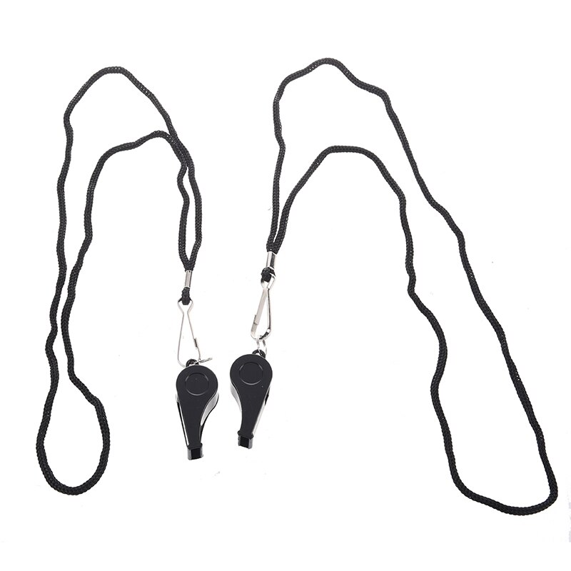 Sodial(r ) 2 stück fußballschiedsrichterpfeife aus schwarzem kunststoff mit halsband
