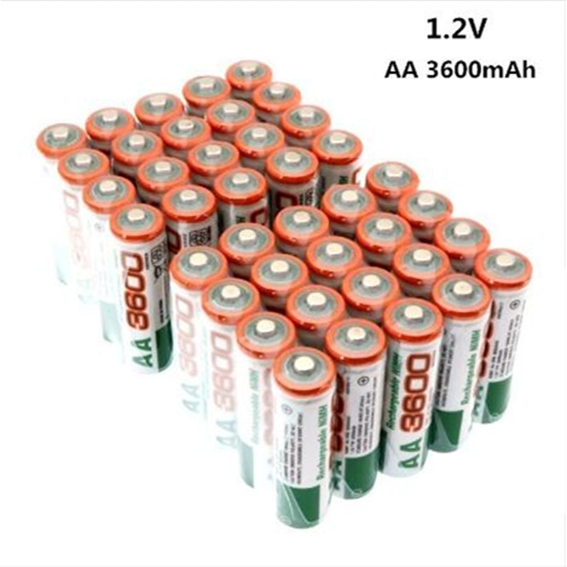 100% Aa Batterij 1.2V Aa 3600 Mah Ni-Mh Vooraf Opgeladen Oplaadbare Batterij 2A Baterias Voor Camera zaklamp