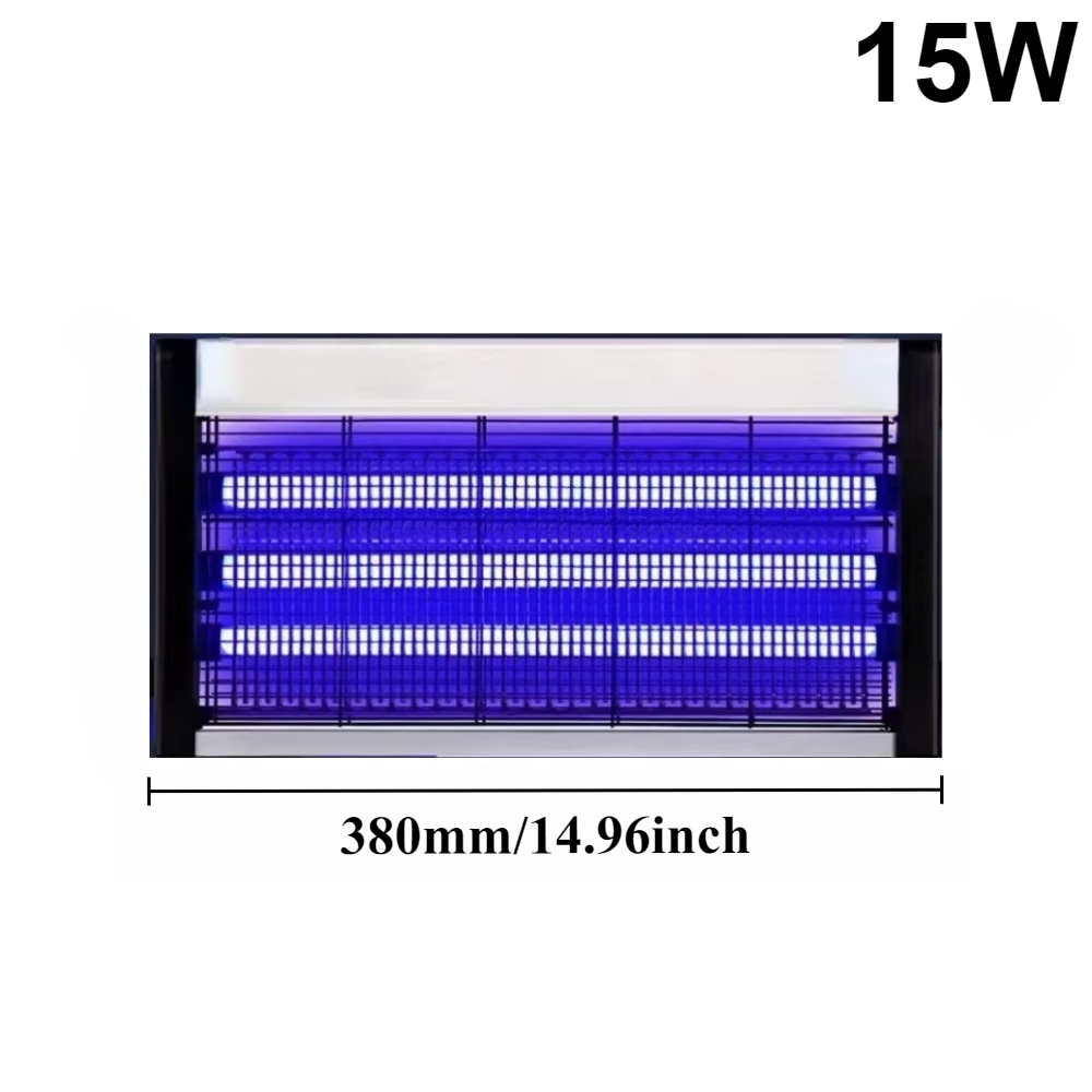 Lámpara antimosquitos de descarga eléctrica de 3 tubos, eficiente y silenciosa, 15/30/60W, luz LED repelente de mosquitos para interiores y hogares y restaurantes: Luz cálida / Enchufe estadounidense