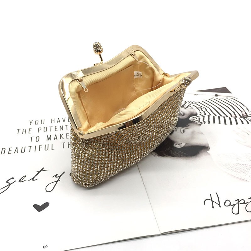 Senhoras diamantes sacos de noite elegante festa casamento pequena concha bolsa para a mulher jantar embreagem bolsa corrente ombro ftb318