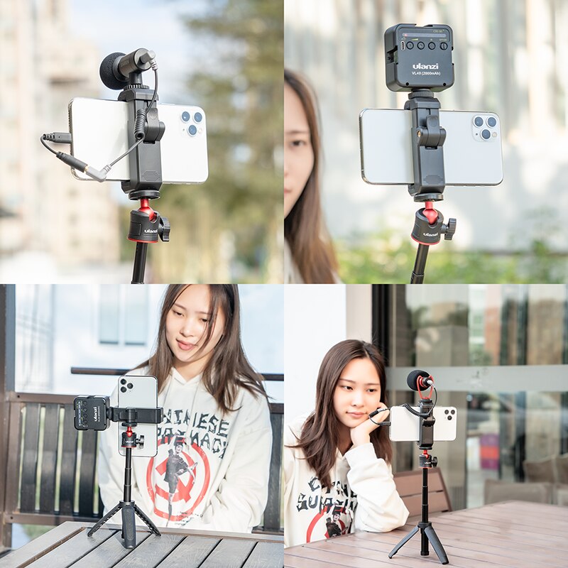 Ulanzi ST-26 Smartphone Tripod Mount Holder Clip Vertical Shooting Mount with Cold Shoe for LED Light Microphone