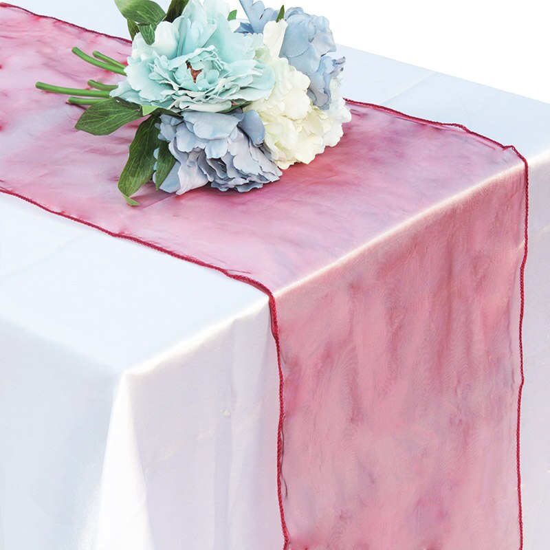 Organza Tisch Läufer Tischdecke Abdeckung Weiche schier Stoff Stuhl BöGen Beute Hochzeit 30*275CM Weihnachten Party Bankett tisch Dekor: buryundy
