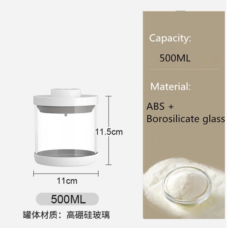 Plastic Sealed Canister Portable Large-capacity Milk Powder Cans Storage Jar Food Moisture-proof Storage Box Kitchen Container: 500ML Glass