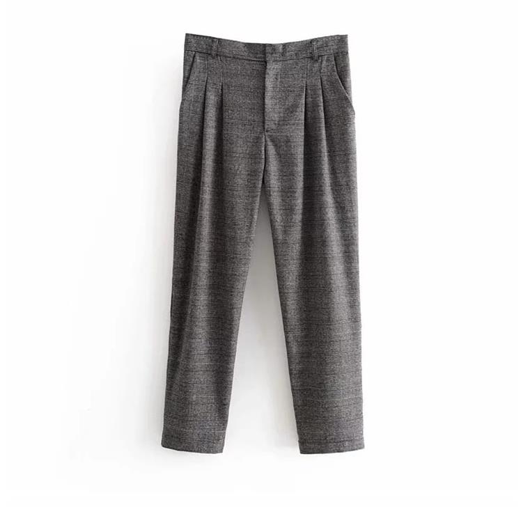 New Plaid Casual Women's Straight Trousers Suit