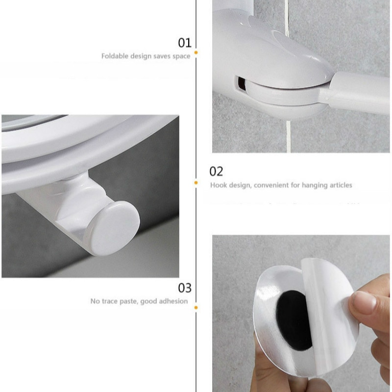 Espejo de vanidad lateral doble para el hogar, Espejos de maquillaje ajustables para montar en la pared, espejo giratorio de baño, espejo redondo HD para decoración del hogar