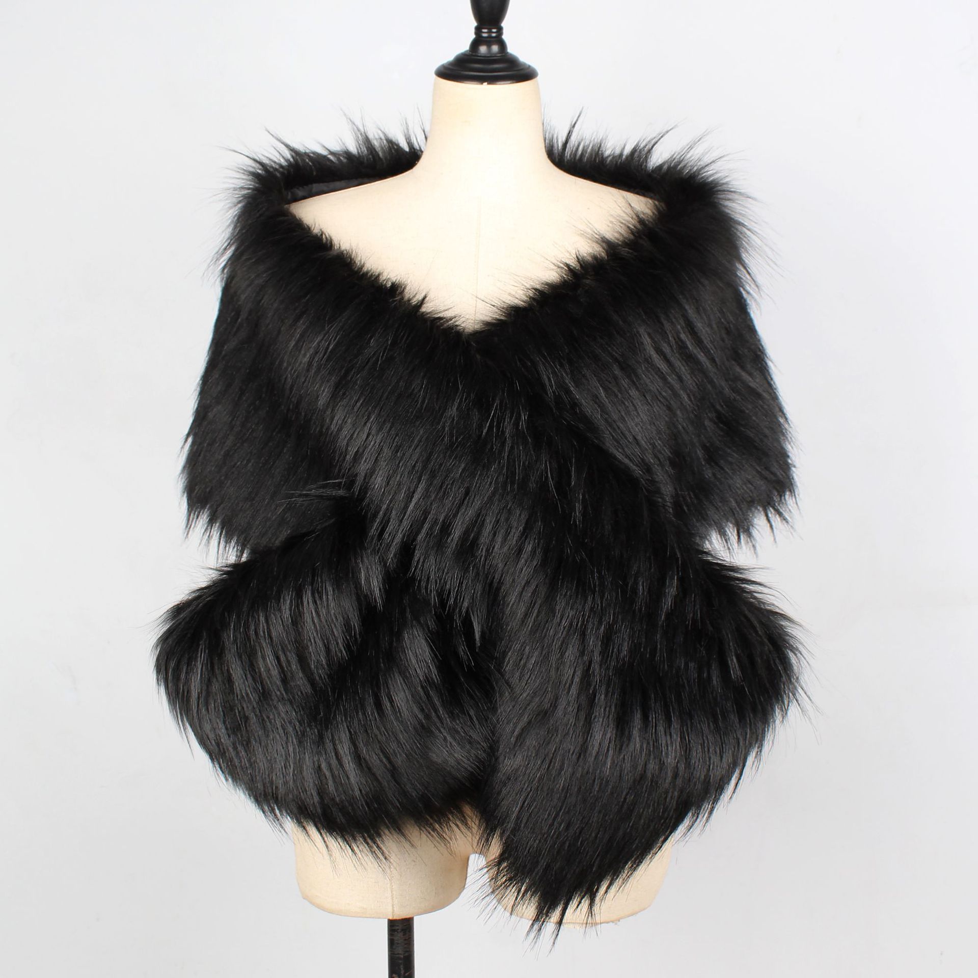 PEORCHID Blue Faux Fur Wedding Shrug Bolero Bridal Shawls And Wraps Stola Elegante Donna Red Women Party Winter Wedding Cape: 3