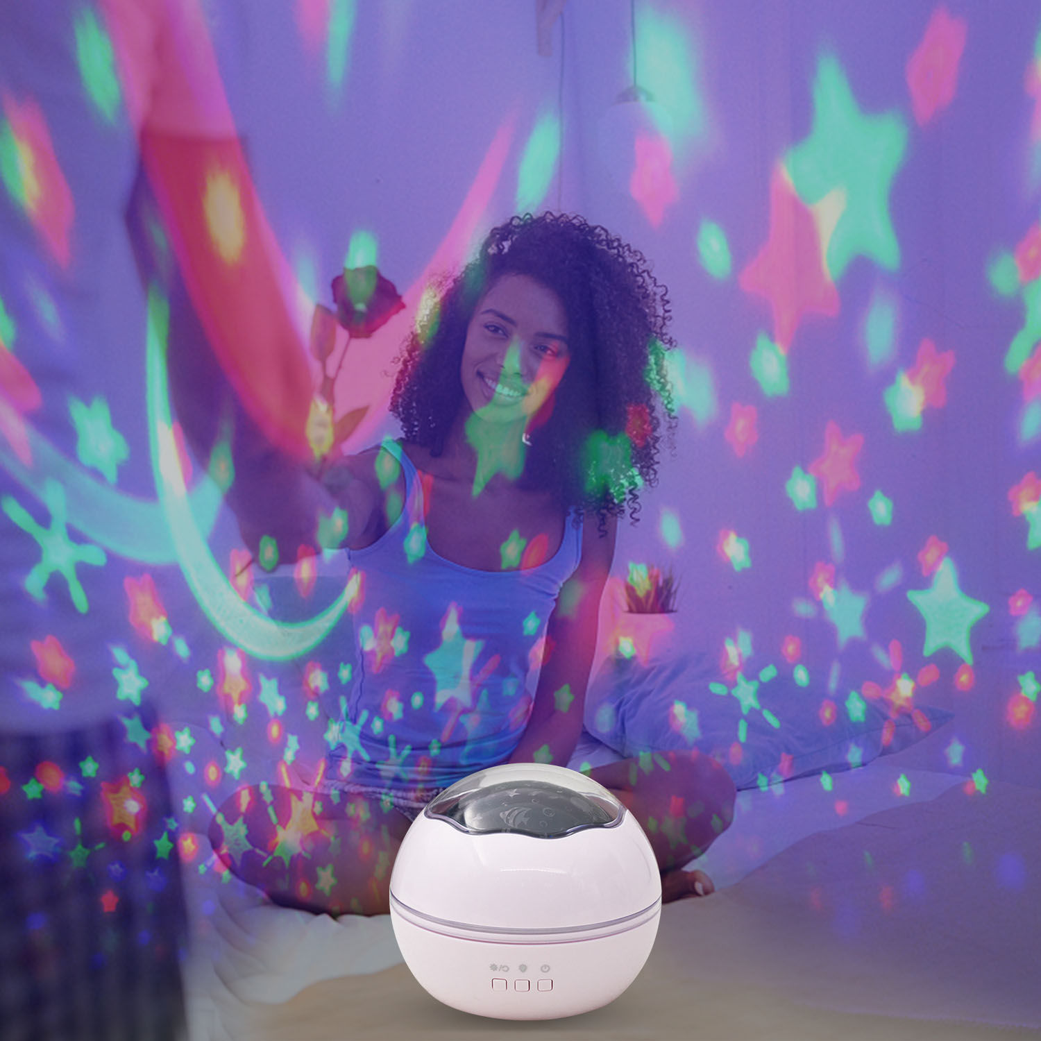 Gosear Romantische Roterende Projector Night Light Lamp met 8 Lichtstanden voor Home Decor Verjaardag Kerst Valentijnsdag