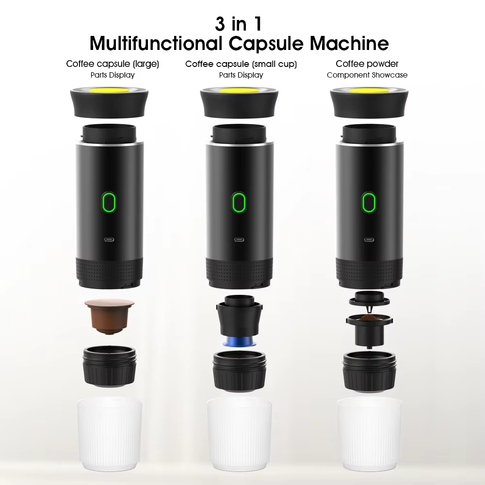 XIAOMI Elektrische Kaffeemaschine, kabellos, Typ C, wiederaufladbar, 3-in-1, tragbare Kaffeemaschinen, mehrere Modi, für Haushalt, Reisen