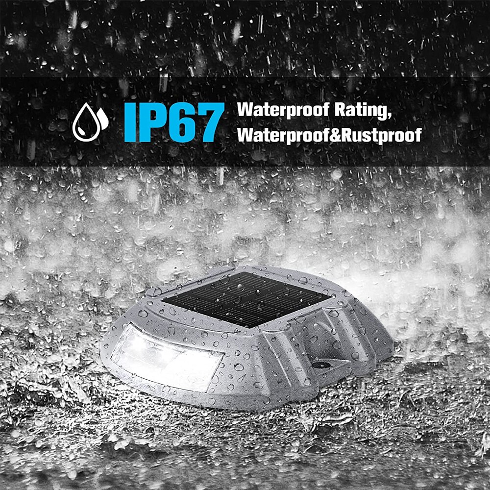 Solar Deck Lights Driveway Dock Lights IP67 Waterproof Outdoor Warning Step Lights for Driveway Sidewalk Garden Pathway Yard
