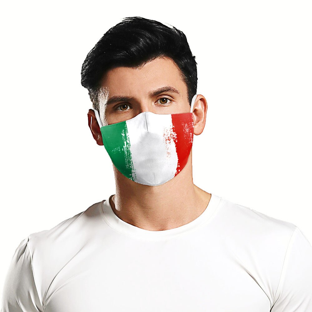 Masque buccal avec filtre drapeau d&#39;italie, réutilisable, ajustable, PM2.5, anti-poussière, protection en tissu lavable