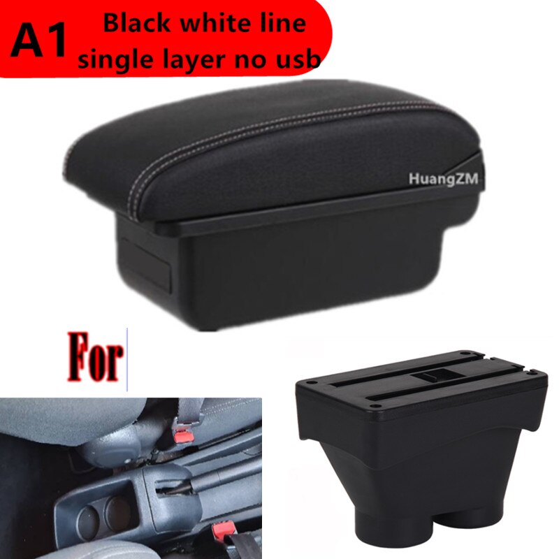 Universel Bil Armlæn Boks - ABS & Læder - 43x15x15cm - til Peugeot 208: En sort hvid linje