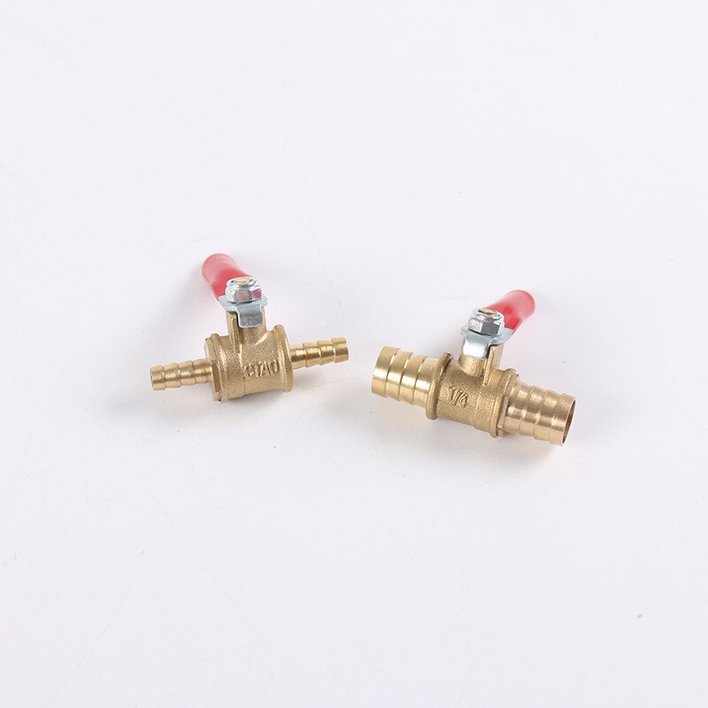 Válvula de manija de 1/4 ", 6mm-12mm, espiga para manguera en línea, latón, agua, aire, Gas, línea de combustible, cierre de válvula de bola, accesorios de tubería