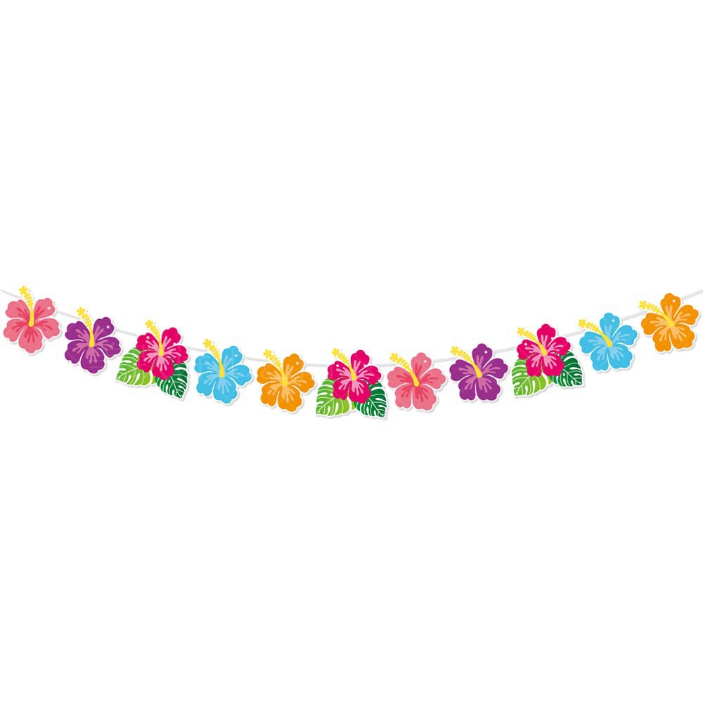 Hawaiiansk dekoration banner sommer strand guirlander flamingo blomst fugl fødselsdag papir guirlande glad aloha luau fest banner