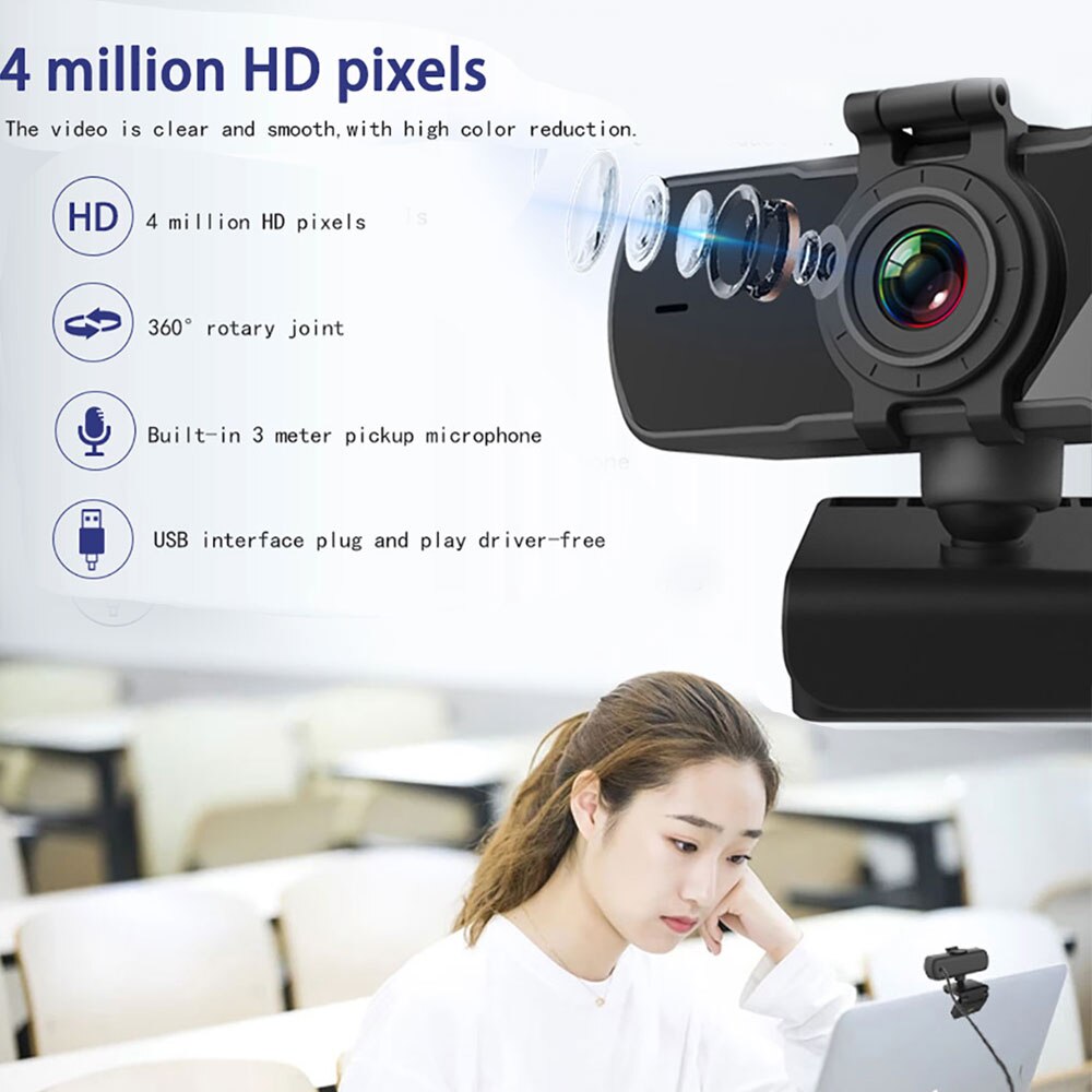 Tishric PC-C5 4 Million Pixels 2K Full HD Webcam for PC Web Camera With Microphone Usb Camera Web Cam For Computer Peripherals