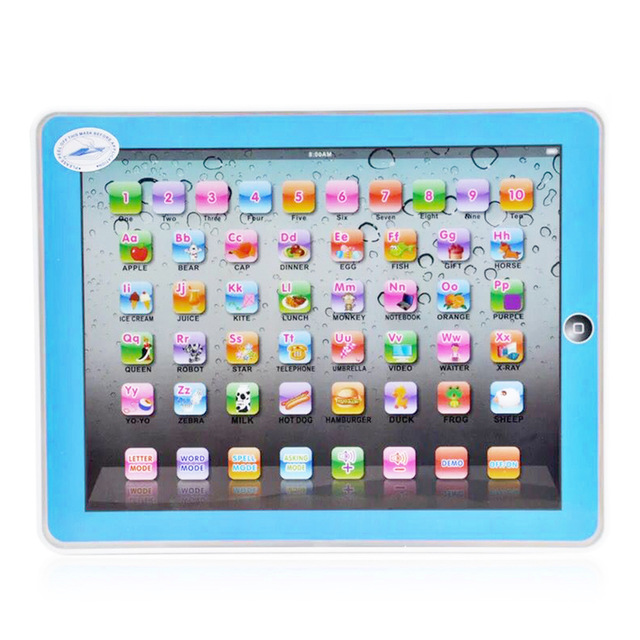 English Ipad Learning Child Machine KidsToys Laptop Mini Touch Infant Computer Children Tablet Educational Training Notebook: Blue