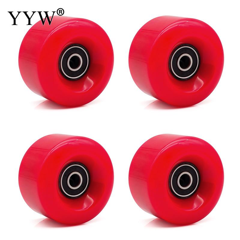 4Pcs Wielen Pu 82a 58X32 Mm Quad Rolschaatsen 2 Rij Lijn Weg Sliding Schaatsen Schoenen Sneakers met Kogellager Witte Accessoires: red 4 pcs