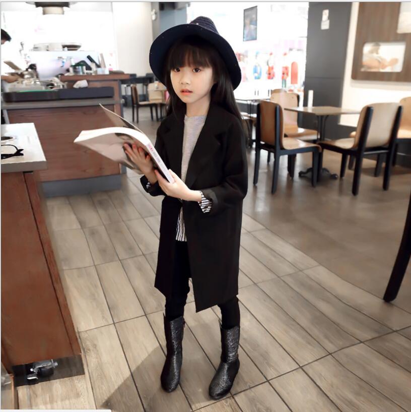 Våren jenter jakker kåper barn formelle klær barn høstklær fritid store jenter yttertøy lang jakke kåpe 3-14 år