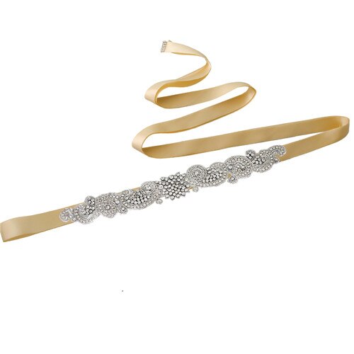 Topqueen S366 Koninklijke Medaille Ambachtelijke Bruid Riem India Kant Bridal Riemen Hand Made Wedding Sjerpriem Kralen Riem Voor Bruiloft jurk: Champagne