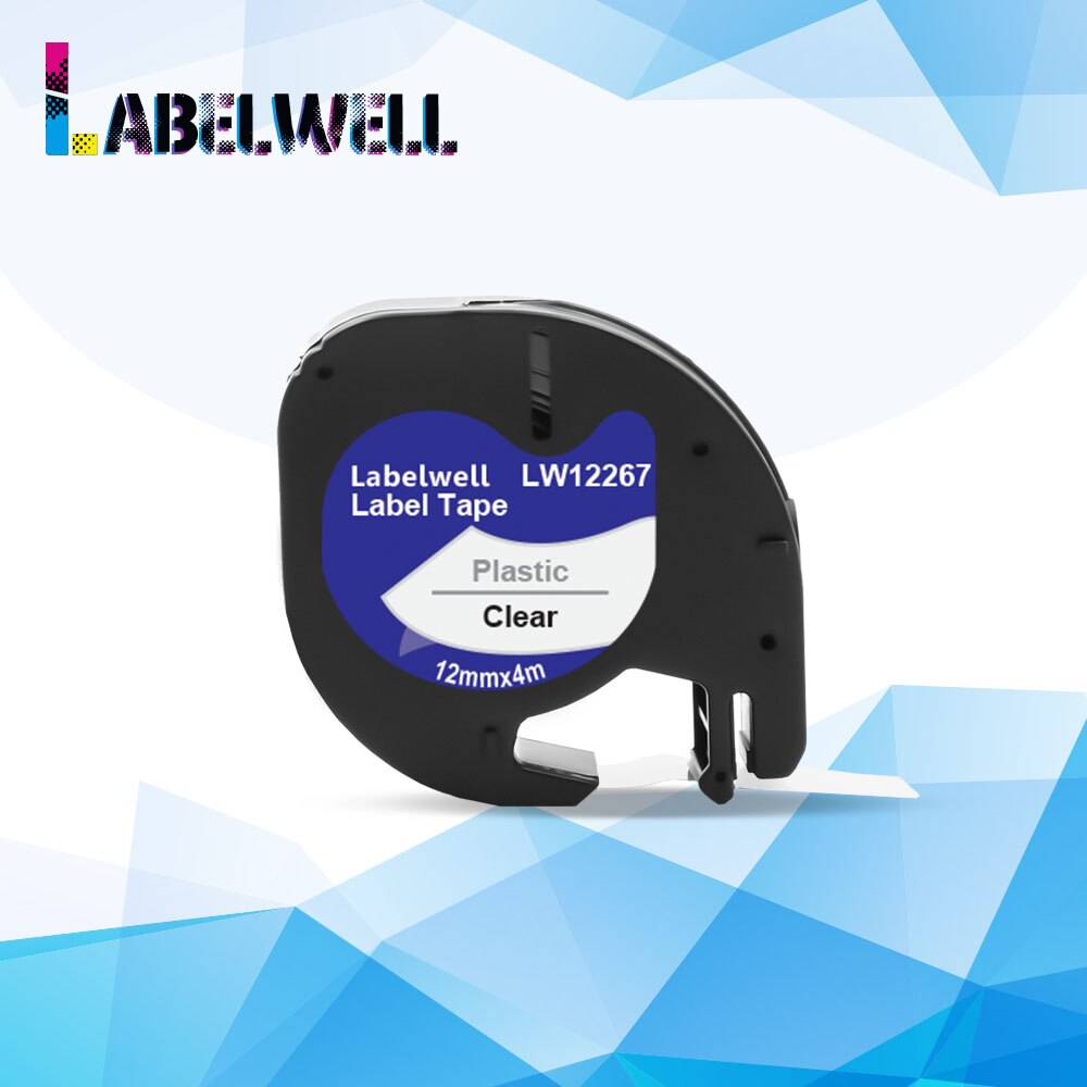 Labelwell taśma z etykietami 12mm 12267 91201 91200 91202 91204 91203 kompatybilny dla DYMO LetraTag taśma LT12267 plastikowa etykieta ekspres robić: czarny on jasny